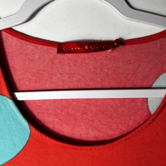 Krimson Klover Tropical Style Dress Peach with Blue Flowers Size M - Picture 3 of 7